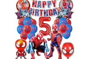 SWOKKTS Palloncini Spiderma 5 Anni, Kit Palloncini Compleanno Spiderma 5 Anni, Decorazioni Compleanno Spiderma 5 Anni, Compleanno Spiderma Ragazza Ragazzi Party (Palloncino Spiderma 5 Anni)