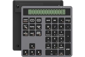 TIOLEJE Pavé Numérique sans Fil avec Calculatrice - Clavier Numérique sans Fil Bluetooth & 2,4GHz Numérique Ergonomique avec 34 Touches avec Saisie de Données et Fonction de Calcul pour Windows, iOS, Android
