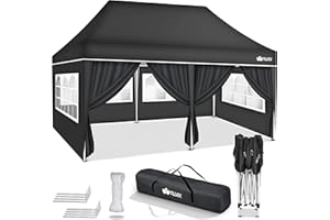 tillvex Pavillon 3x6m wasserdicht | Pop-Up Faltpavillon höhenverstellbar | Gartenzelt UV Schutz 50+ | Partyzelt mit Tasche für Garten (Anthrazit - mit 6 Seitenteilen)