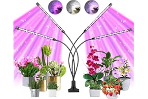 CZOUMU Indoor Plant Grow Light, 80 LED Black 4-Tube Lamp with Full Spectrum Red/Blue/White, 6/12/16H Timer, 10-Level Dimmable, Flexible Gooseneck, 3 Spectral Modes