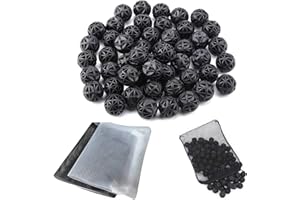 CESFONJER 90 PCS 18mm Acquario Filtro Serbatoio di Pesci bio Palle bio-Palle per la Pulizia di filtrazione + (2 Pcs/15 * 20 cm) Acquario Filtro Sacchetti in Rete