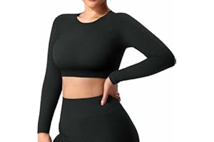 ZAAYO Damska koszulka z długim rękawem sportowa koszulka do biegania sportowa koszulka z długim rękawem Running Crop Top Training Baslayer