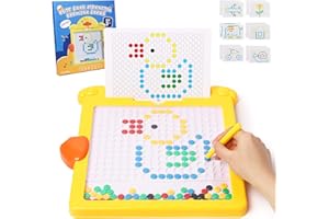 wgde toy Magnetic Drawing Board for Toddlers, Large Doodle Scribble with Pen and Beads, Dot Art, Montessori Educational Travel Toy, Toys Gifts 3 4 5 6 Year Old Boys Girls (A)