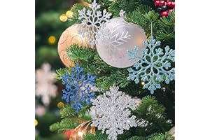 Naler 24 płatki śniegu dekoracja bożonarodzeniowa na choinkę brokat biały ozdoba choinkowa Blau / Türkis / Weiß / Silber
