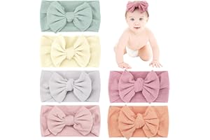 Makone Fasce per Neonata, Fascia Capelli Morbida con Fiocco con Elasticità, 6 Colori, Adatto per Bambina e Bambini