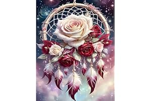 GJSZZO Dream Catcher Counted Cross Stitch Kits for Adults, Flowers Stamped Cross Stitch Kits for Beginners, Needlepoint Cross-Stitch Patterns Embroidery Kits Arts and Crafts for Home Decor 12×16 Inch