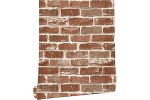myforHD Stone Brick Wallpaper Peel and Stick 3D Effect Blocks Vintage Brick Faux Textured Self-Adhesive Wallpaper Kitchen Cabinets Backsplash Fireplace Laundry Room Accent Wall Decor