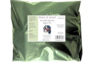 12 Large Pigs Ears for Dogs (Refill Bag). Natural Premium Quality British Product by Britten and James