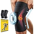 CAMBIVO 2 Pack Knee Support Men 2.0 Pro, Knee Brace Women Compression Sleeve with Side Stabilizers Patella Gel Pad for Weight Lifting, Squats, Sports