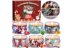 HYOJCWU Candle Candele Profumate Regalo di Natale 6 pezzi Candele Set per Aromaterapia Candela Aromatica di cera di soia naturale con coperchio, Decora il Natale, Regalo per Donna, Mamma, Amici