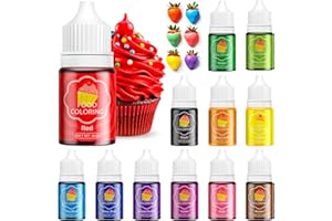 Waysroma Food Colouring 12 Colors, Liquid Food Colouring Vibrant Food Dye, Tasteless Liquid Colour for Cake Decorating, Baking, Donuts, Macarons, Icing, Fondant, Cookie - 6ml/Bottle
