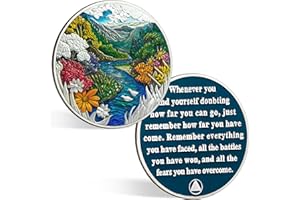 ‎ACGZQY ACGZQY Summer Sobriety Coin - Recovery Seasonal Landscapes AA Chips and Medals Sobriety Chip Sober Token Alcoholics Anonymous Get Well Gift