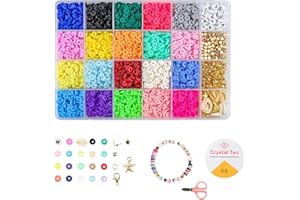 HUDIEPAN 3868 Pezzi Perline Piatte Colorate Set, Perline in Ceramica Morbida, Perline Piatte per Braccialetti, Set di Perline Fai da Te, Perle di Argilla Polimerica per Bracciale Collana Gioielli