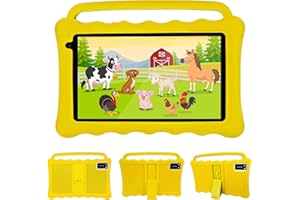 BYYBUO Kids Tablet, 7 Inch Android 12.0 GO Tablet for Kids, 1920 * 1200 Full HD Eye Protection Screen Toddler Tablets with Shockproof Case, Parental Control 7 Colors (Yellow)