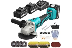 AVHRIT Akku Winkelschleifer 125 mm, 21V Winkelschleifer mit 2PCS 4.0Ah Akkus & Ladegerät, 9000RPM Bürstenloser Motor Metallschleifer, 4-1/2'' Trennscheiben, Fächerscheibe zum Schneiden, Rostentfernung