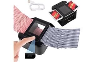 BULDOOSPOK Automatischer Mischelmaschiene Karten für 2 Deck, Wiederaufladbar Kartenmischer Elektrisch mit 2000mAh Akku, Geräuscharm Spielkarten Mischmaschine für Uno Skyjo Romme Skip-bo, Smart Auto-Kartenmischer