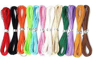 ANDSHUAI Cordon Ciré en Coton 1mm - Fil pour Bracelet Macramé 12 Couleurs - Fil Tressé pour Bricolage Collier