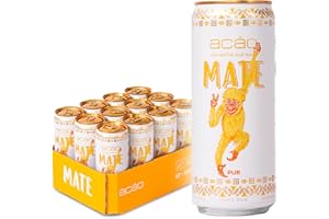 ‎ACÁO acáo Bio Mate Pur (12 × 330 ml Dose) – super fruchtig, kalorienarm, klimaneutral – Natural Energy Drink, koffeinhaltiges Erfrischungsgetränk Mate Tee