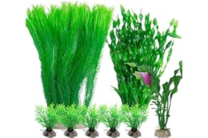 BAILMOLI Fish Tank Decorations, 8PCS Tall Large Green Aquarium Plants Fish Tank Plants Artificial Set Aquarium Ornaments Accessories