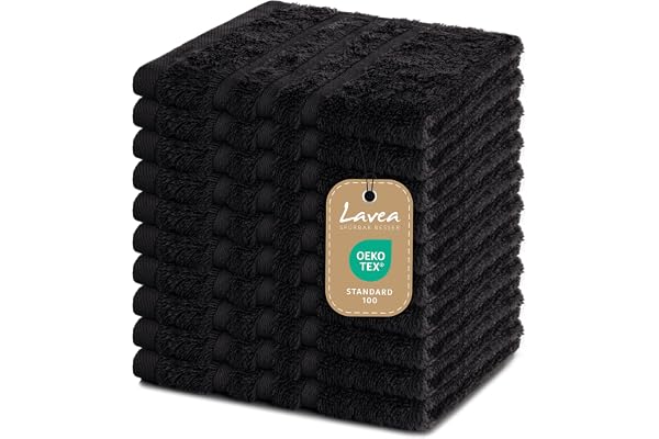 Lavea® 10-pack tvättlappar 30x30 cm i 100% bomullsfrotté – Ansiktsservetter och gästhanddukar, mjuka och absorberande – För barn, smink, hem och resa –