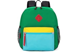 HawLander Little Kids Backpack, Toddler School Bag for Boys Aged 3 4 5 6 7 Years, with Chest Strap, Green