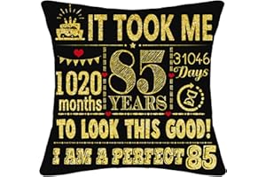 BOMMEX 85th Birthday Present Gifts for 85 Years Old Women Men Black Cushion Covers 18x18 Inch 85th Birthday Decorations Mum Dad Grandma Grandad Auntie Uncle Husband Wife 85th Birthday Gifts (85th birthday)