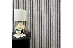 WALLCOVER Tapete Holzoptik Grau Hellgrau Vliestapete Akustikpaneele Holzwand 3D Effekt Skandi Holzpaneele Natur Optik Modern Holzwand 10,05 m x 0,53 m Made in Germany