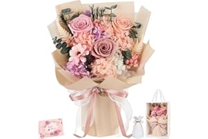 TYL&TYS Preserved Flowers Bouquet Flowers Delivery Next Day Prime Real Forever Roses Bouquet Last 3-5 Years for Women Mom Wife Girlfriend Anniversary Christmas Thanksgiving Birthday valentines for Her (Pink)