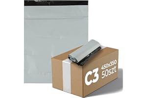 BEGRIS® Foliopak, Foliopaki Kurierskie C3 350x450mm 50 sztuk, Koperty Kurierskie Do Wysyłki Towaru, Torby Wysyłkowe Białe