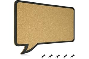 Navaris Tableau d'affichage en Liège - Tableau Liège 44x29 cm Sans Cadre - Panneau Mémo en Forme de Bulle de BD - Avec Support Mural et 5 Punaises