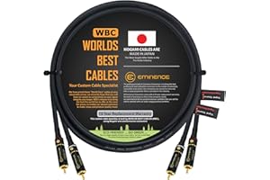 1,5 m - Paire de câbles d'interconnexion audio haute définition directionnels fabriqués sur mesure par Worlds Best Cables - à l'aide de fils Mogami 2549 et de connecteurs RCA Eminence Gold Lock