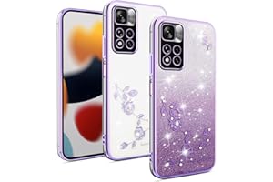 XINYEXIN Funda Glitter para Xiaomi Redmi Note 11 Pro Plus 5G (11 Pro+ 5G), Carcasa Teléfono Antigolpes Transparente Bling Sparkle, Ultra Delgado Cute Brillante para Niñas y Mujeres - Viola