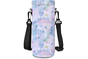 Piyycur Universal Bottle Holder with Adjustable Belt (500ml/750ml/1000ml) - Neoprene Thermal Bottle Case for Sports, School, Travel (Marino Colorato, 1000ml(34oz))