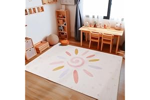 ‎CARPETSALE24 Carpetsale24 Kinderteppich Mehrfarbig 160x230 cm Sonne und Stern Design Modern rutschfest Waschbar Pflegeleicht Extra Weich Antiallergen Babyteppich Kinderzimmer Jungen Mädchen