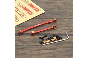 RCAWD Für FMS Hobby FCX24 Servogestänge aus Volllegierung, Spurstange mit Messing-Drehkugel, 1/24 Crawler, Upgrade-Teil (rot)