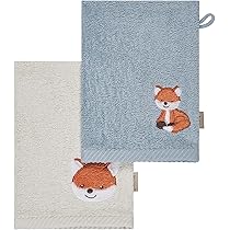 Waschlappen 2er Pack Filou - Baumwolle Mit Süßer Fuchs Stickerei