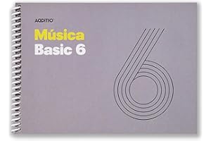 Additio - BASIC 6 carnets de musique | Convient à tous les âges et processus d'apprentissage | 6 pentagrammes de 9 mm | 50 pages | Format paysage A5 | Papier écologique | Spirale | Gris