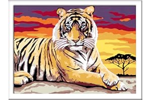 Ravensburger CreArt 28553 - Majestätischer Tiger - Malen nach Zahlen für Kinder ab 11 Jahre, Malset mit Rahmen, Pinsel und Acrylfarben, Geschenk für Mädchen und Jungen