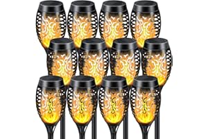 SHEDALED Solar Lights Outdoor 12 Pack, Solar Torch Light with Flickering Flame, Waterproof Outdoor Lighting Solar Powered Pathway Lights, Decoration Lighting for Garden Yard Patio, Auto On/Off