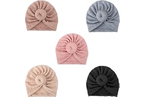 DRESHOW 5 Pezzi Cappello Turbante Bambina Cappellini Berretti e Cappellin per Infantile Bambino Neonato Ragazza