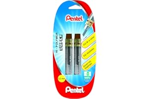Pentel Lot de 2 Recharges pour porte-mine HB 0,3 mm avec Etui Gris