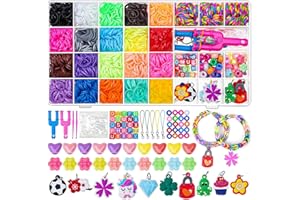Modacraft Loom Rubber Bands,2000+ Loom Bands for DIY Refill Bracelet Making Kits with Beads Charms S-Clips, Crochet Hooks, Y Loom in Storage Case for Party, Chritmas Birthday Gift for Kids