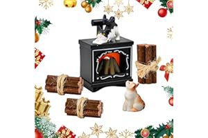 WEFHEF Set Porta Elfo con Camino a LED, Caminetto in Miniatura per Casa Bambole con LED, Presepe Natalizio Miniature Caminetto con Luce, Accessori per Elfi Natalizi, Decorazioni Mini Bambole