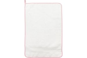 Panini Tessuti, ASCIUGAMANO di SPUGNA in 100% COTONE per bimbo/a con occhiello, bordo colorato a quadretti e tela aida per poter ricamare il proprio nome