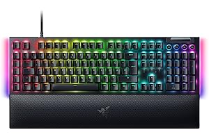 ‎RAZER Razer BlackWidow V4 (Green Switch) - Mechanische Gaming-Tastatur - Razer Snap Tap (Mechanische Clicky Switches, 6 Makro-Tasten, Doubleshot-ABS-Tastenkappen, RGB Chroma) QWERTZ DE-Layout | Schwarz