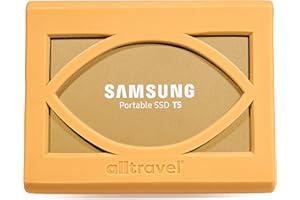 Alltravel External Solid State Drive Bumper Sleeve for Samsung T5 Portable 250GB 500GB 1TB 2TB SSD USB 3.0 External Solid State Drives, Super Strong Bumper Anti Shock, Shake and Drop (Gold)