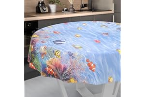 ANRO Nappe en Toile cirée Lavable, pour Table de Jardin, extérieur et intérieur, Ronde, Bord coupé, 140 cm