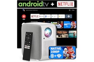 ETOE Native 1080P FHD Projector, 4K projector with Netflix-Certified, Android TV10.0, 5000+ Apps, 400 ANSI, Stereo Speaker, 5G WiFi & Bluetooth, Movie Projector Wireless Compatible with iOS/Android/Windows