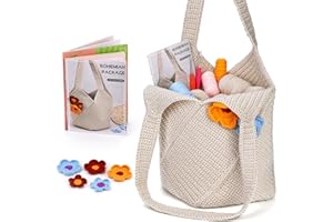 Deudy Kit Uncinetto per Principianti, All'uncinetto Kit di Crochet Set, Kit per Principianti All'Uncinetto con Istruzioni e Video di Istruzioni, Uncinetto Per Principianti Fatto a Mano (Bianco)