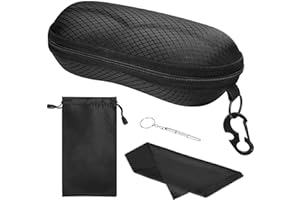 MoKo Brillenetui, Universal Halbhart Brillen Case mit Metallhaken Mini Schraubendreher Tragbare Kratzfeste Brillenorganizer